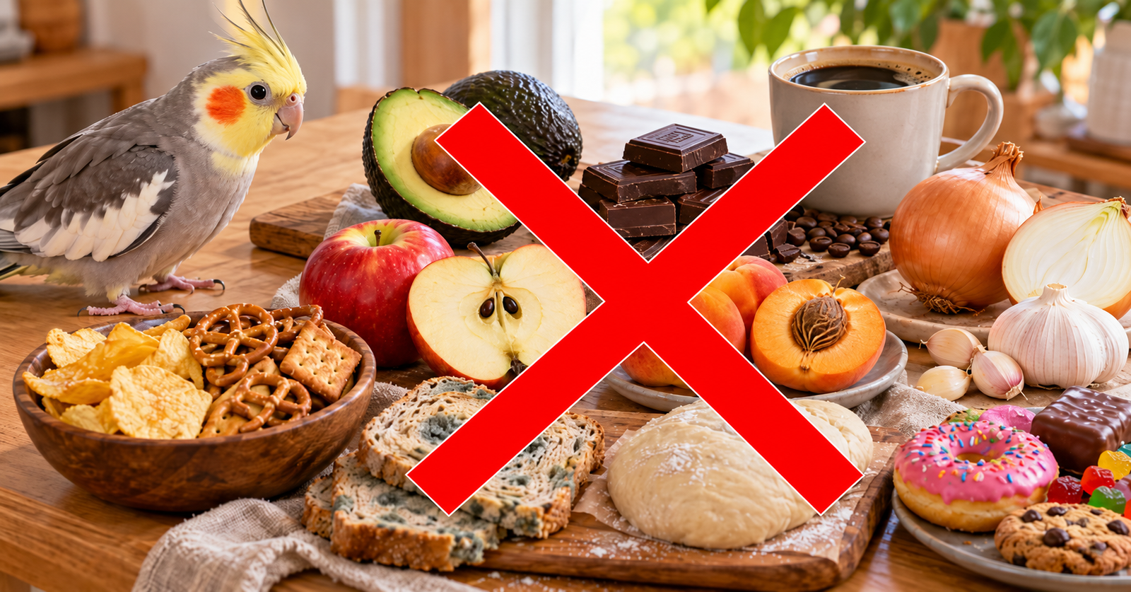 Alimentos-Proibidos-O-Que-Calopsita-Nao-Pode-Comer O Que Calopsita Pode Comer? Tome Cuidado!